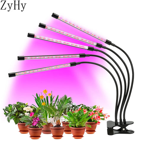 45W 5 Heads LED Grow Light Full Spectrum Phyto Lamp USB Clip-on Grow Lamp For Indoor Plants Seedlings Flower Tent Box Fitolampy