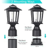 2-piece Set of Solar Column Cap Lights, Used for Pole Fence Garden Courtyard Porch Outdoor Decoration with Solar Lights