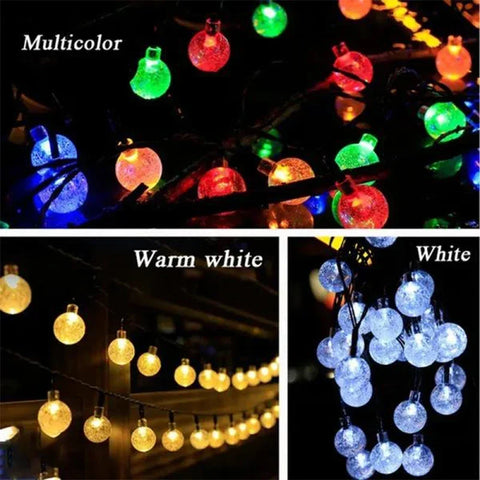 200LED Solar String Lights Outdoor Crystal Fairy Light Chritmas Garland 8 Modes Waterproof Patio Light for Garden Party Decor