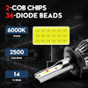 2pcs H1 H4 H7 H11 LED Bulb HB3 9005 HB4 9006 H9 Car Headlight High Low Beam 12V 6000K H3 H8 H27 881 PS24W Fog Light Auto Lamp