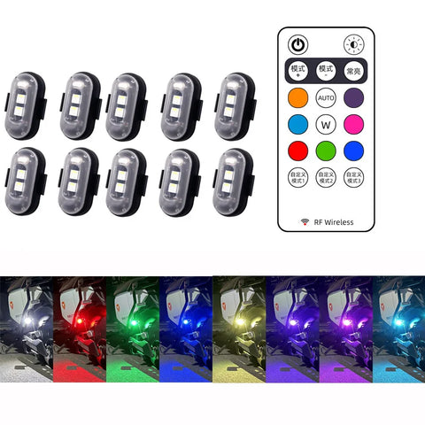 4Pcs Wireless Remote Control Strobe Light LED Warning 7 Colors Aircraft Car Motorcycle Bicycle RC Drone Flash Indicator Lam