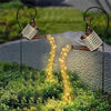 Hollow Wrought Iron Star Shower Lamp Solar Watering Can Fairy Light Garden Decoration Shower& Light Lawn Courtyard Decorations