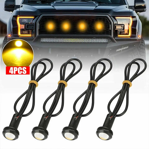 3/4Pcs LED Front Grille Marker Light 300LM 3W Amber Color Grille Lamp 12V