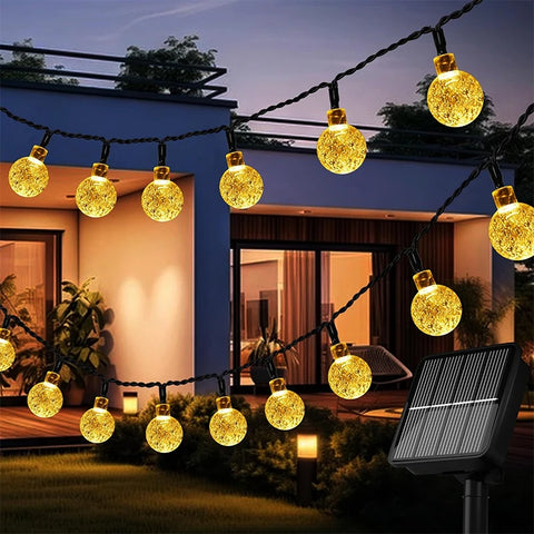 100LED Solar String Lights Outdoor Crystal Fairy Light Chritmas Garland 8 Modes Waterproof Patio Light for Garden Party Decor